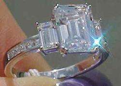 Emerald Step Cut Cz Engagement Wedding Ring Silver Sz.9  
