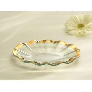  AnnieGlass Ruffle Small Oval Tray Gold: Home & Kitchen