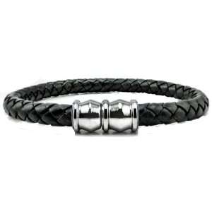   Wear Stainless Steel 2 Bead Braided Leather Bracelet: Tropicari