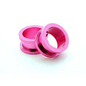  Pink Steel Screw on Tunnels   0g   8mm   Sold As a Pair 