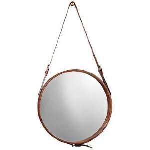  Jamie Young Leather Strap 19 High Round Wall Mirror