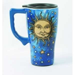 Celestial Sun and Stars Solar System Ceramic Travel Mug Gift:  