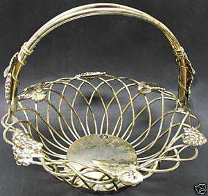 Vintage Godinger Silver Art Grape Fruit Basket w Handle  