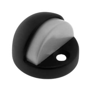 Solid Brass High Dome Door Stop With Grey Rubber Bumper in Matte Black 