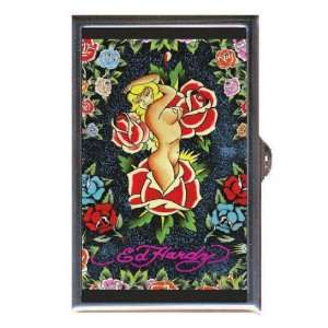  PIN UP BLONDE ROSES TATTOO Coin, Mint or Pill Box Made in 