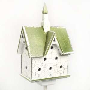    Mini Green Roof Steeple Bird House Stake: Patio, Lawn & Garden