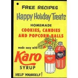  FREE RECIPES   HAPPY HOLIDAY TREATS from Karo Syrup (RARE 