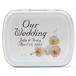  White Flowers Personalized Wedding Favor Mint Tins: Health 