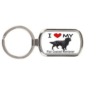  I Love My Flat Coated Retriever Key Chain: Office Products