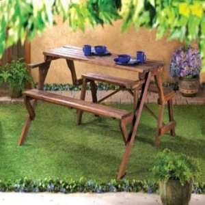Folding Convertible Outdoor Bench Garden Picnic Table:  