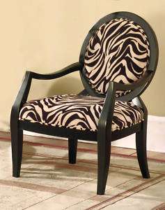 Zebra Chair Accent Chair Arm Chair   Black Zebra Fabric  