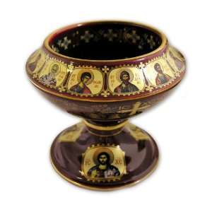  24kt Gold Standing OIL Lamp Large Candle Holder Greek Icon 