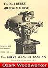 US BURKE No.4 Horizontal Milling Machine Instructions & Parts Manual 