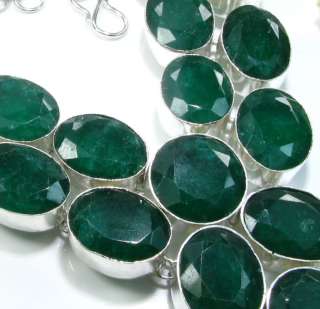 GIANT EMERALD SILVER NECKLACE 18; S4927  