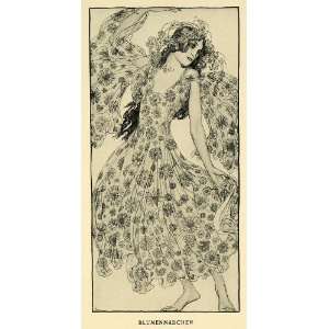  1914 Print Austrian Costume Flower Girl Blumenmadchen 