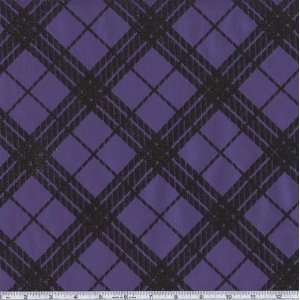 : 60 Wide Flocked Iridescent Taffeta Plaid Periwinkle/Black Fabric 