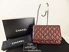   CHANEL Burgundy Distressed Leather Wallet On Chain WOC Bag Hand Bag