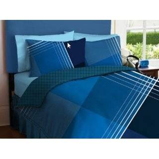 Cool Blue Boys Plaid Queen Comforter Set (7 Piece Bed In A Bag)