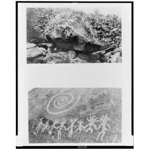  American designs/symbols carved into rock,1900 1950,Indians,Rock Art 