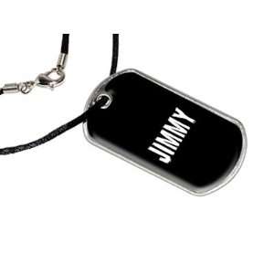  Jimmy   Name Military Dog Tag Black Satin Cord Necklace 