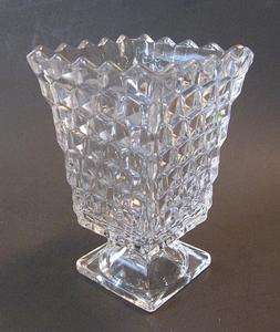 Fostoria American Crystal Glass Square Urn Flower Vase  