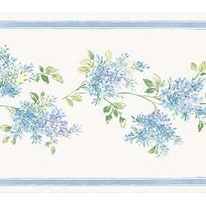  Lilacs Blue and Green Wallpaper Border in Fresh Kitchens 4 
