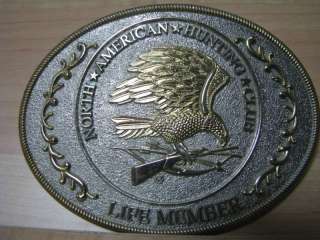 North American Hunting Club Life Member Bald Eagle Rifle Belt Buckle 