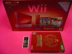 New Red 25th Anniversary Nintendo Wii Console w/ Sports & Mario Bros 