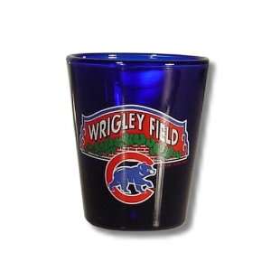    Chicago Cubs Wrigley Field Cobalt Shot Glass: Sports & Outdoors