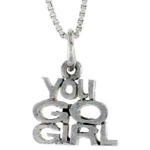  Sterling Silver YOU GO GIRL Talking Pendant Jewelry