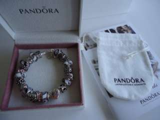   Sterling Silver Pandora Bracelet.Size 7.5.W/receipt Gift box Charm MOM
