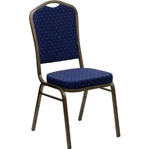   Banquet Chair with 2.5 Thick Seat Navy Blue Patterned/Gold Vein
