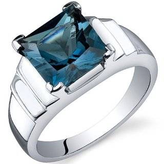   Carats London Blue Topaz Ring in Sterling Silver Rhodium Finish Size 5