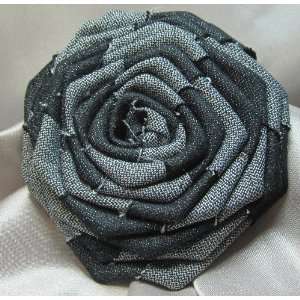   Creation Single Hair Clip Large Handmade Denim Fabric Flower: Beauty