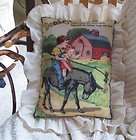 Farm and Children Picture Pillow Old Timey Look Bunnies  