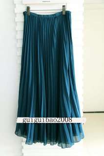   Color/2 Size Chiffon Pleated Elastic Waistband Long Skirt CQ0048