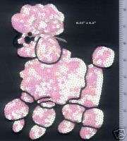 25 Pink french Poodle Sequin Applique  