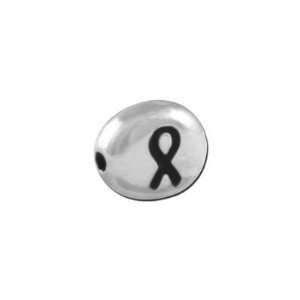  7mm Oval Pewter Alphabet Beads   Awareness Ribbon: Arts 