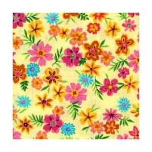  RJR6003 1 SO YOU,SEW FUN, PINK AND BLUE FLOWERS ON YELLOW 