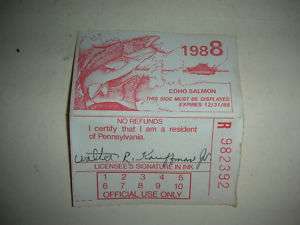 1988 Pennsylvania Fishing License (131)  