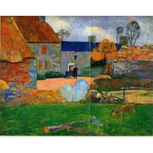  Oil Painting: The Blue Roof: Paul Gauguin Hand Painted Art 