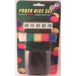  Poker Dice Set with 50 chips [Toy] Toys & Games