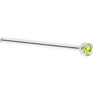 Solid 18KT White Gold (August) 1.5mm Genuine Peridot Straight Fishtail 