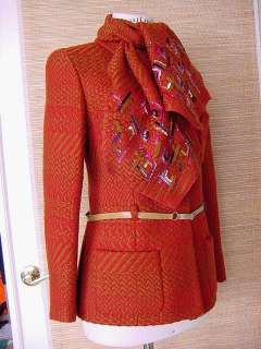 CHANEL 00A Jacket 8 brick /camel multi colour sequined scarf gr8 