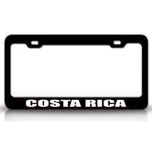 COSTA RICA Country Steel Auto License Plate Frame Tag Holder, Black 