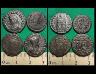 Lot of 4 Roman Coins—Constantine The Great, Constans & Constantius 
