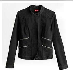 ELLE Black Denim Zipper Motorcycle RARE Womens Jacket XL  