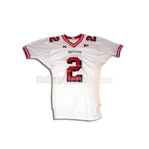 White No. 2 Game Used Ball State Russell Football Jersey  