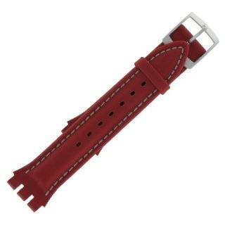  Hirsch 20mm Watch Band For Swatch Chrono David Red Rubber 