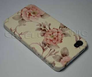 New Brown Flower PU hard case back cover for iphone 4 4S  